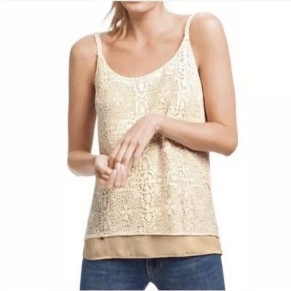 CABI Women’s Ivory Lace Overlay It Girl Tank Top Size Small Style #798